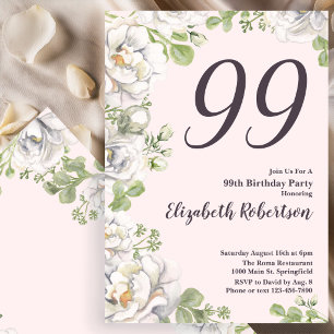 Invitation Carton d'invitation pour 99e anniversaire Fleurs d