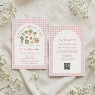 Invitation Carton d'invitation pour Baby Shower à motif Gingh