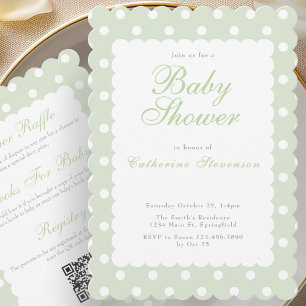 Invitation Carton d'invitation pour Baby Shower à points vert