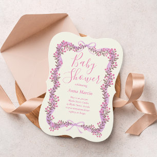 Invitation Carton d'invitation pour baby shower avec ruban et