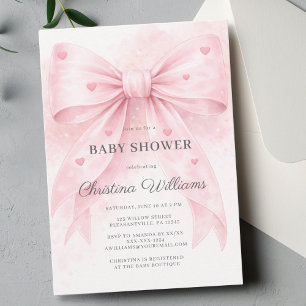 Invitation Carton d'invitation pour Baby Shower avec un nœud