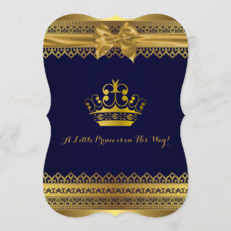 Invitation Carton d'invitation pour Baby Shower Couronne Bleu