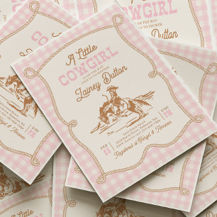 Invitation Carton d'invitation pour Baby Shower Cowgirl à car