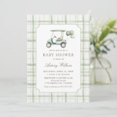 Invitation Carton d'invitation pour Baby Shower de golf à car (Debout devant)