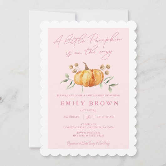 Invitation Carton d'invitation pour Baby Shower Fille Petite  (Devant)