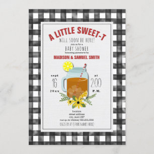 Invitation Carton d'invitation pour Baby Shower Gingham Sweet