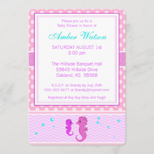 Invitation Carton d'invitation pour Baby Shower Hippocampe Ro