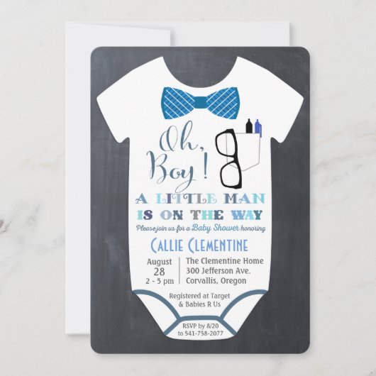 Invitation Carton d'invitation pour Baby Shower Little Man Bo (Devant)