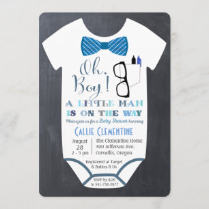 Invitation Carton d'invitation pour Baby Shower Little Man Bo
