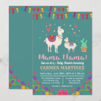 Carton d'invitation pour Baby Shower Llama Floral