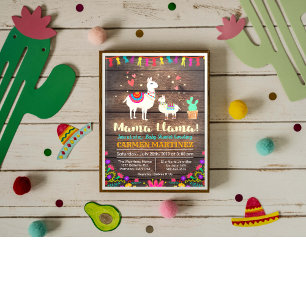 Invitation Carton d'invitation pour Baby Shower Llama Floral