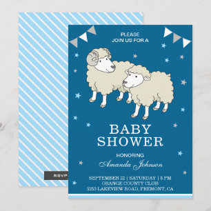 Invitation Carton d'invitation pour baby shower Mouton et Agn