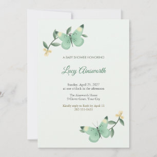 Invitation Carton d'invitation pour Baby Shower Papillon Jane