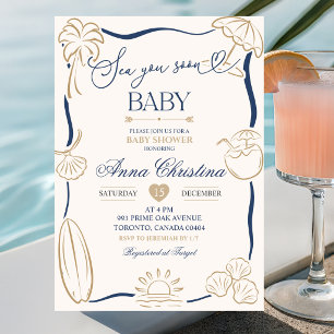 Invitation Carton d'invitation pour Baby Shower Quirky Sea Yo
