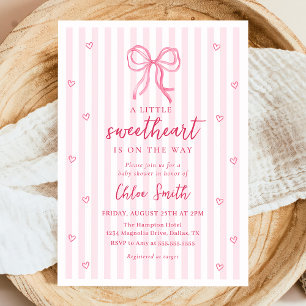 Invitation Carton d'invitation pour Baby Shower Rose Petit Cœ