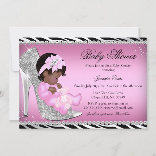 Invitation Carton d'invitation pour bébé fille & chaussure à (Devant)
