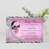 Invitation Carton d'invitation pour bébé fille & chaussure à (Debout devant)