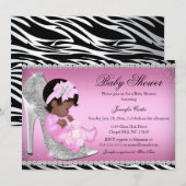 Invitation Carton d'invitation pour bébé fille & chaussure à (Devant / Derrière)