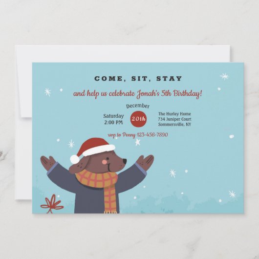 Invitation Carton d'invitation pour chiot de Noël (Devant)