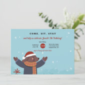 Invitation Carton d'invitation pour chiot de Noël (Debout devant)