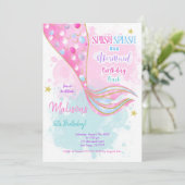 Invitation Carton d'invitation pour enfants Sirène Aquarelle (Debout devant)