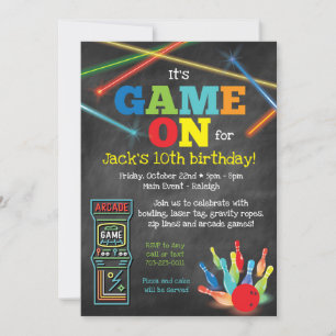 Invitation Carton d'invitation pour fête d'Arcade Bowling ave
