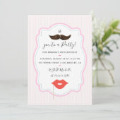 Invitation Carton d'invitation pour fête de fille à moustache (Debout devant)