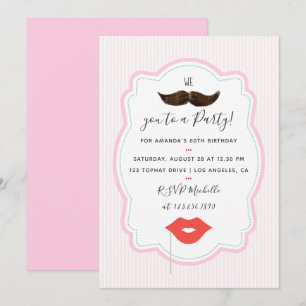 Invitation Carton d'invitation pour fête de fille à moustache