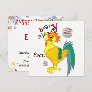 Invitation Carton d'invitation pour joyeux anniversaire Coq