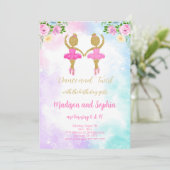 Invitation Carton d'invitation pour jumelles ballerines (Debout devant)