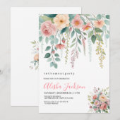 Invitation Carton d'invitation pour la fête de retraite Flora (Devant / Derrière)
