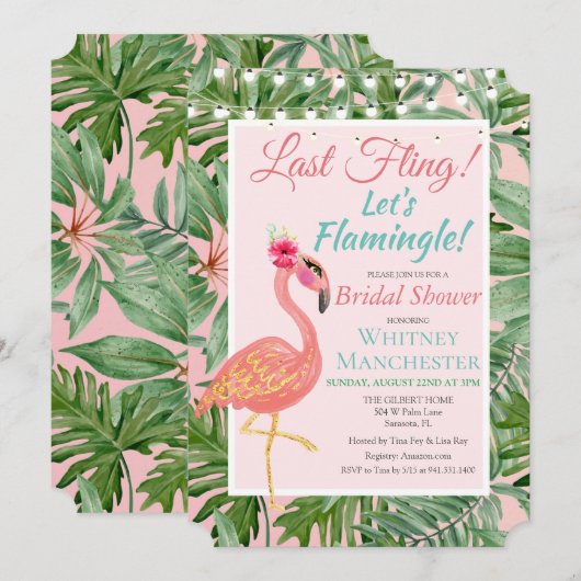 Invitation Carton d'invitation pour la fête prénuptiale du Fl (Devant / Derrière)