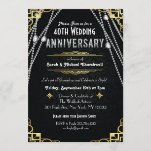 Invitation Carton d'invitation pour l'anniversaire de Gatsby