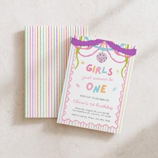 Invitation Carton d'invitation pour le 1er anniversaire Girls