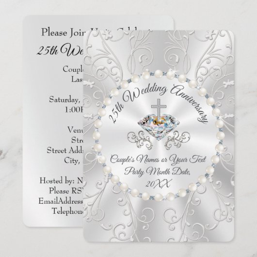 Invitation Carton d'invitation pour le 25ème anniversaire de  (Devant / Derrière)