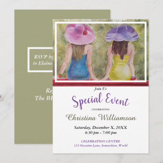 INVITATION CARTON D'INVITATION POUR LE PARTI DU BANC ROUGE DU (Devant / Derrière)