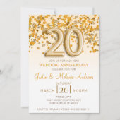 Invitation Carton d'invitation pour les 20 ans de mariage ave (Devant)