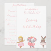 Invitation Carton d'invitation pour les 3 ans de la ballerine (Devant / Derrière)