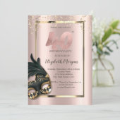 Invitation Carton d'invitation pour les 40 ans Masque Rose Go (Debout devant)