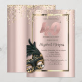Invitation Carton d'invitation pour les 40 ans Masque Rose Go (Devant / Derrière)