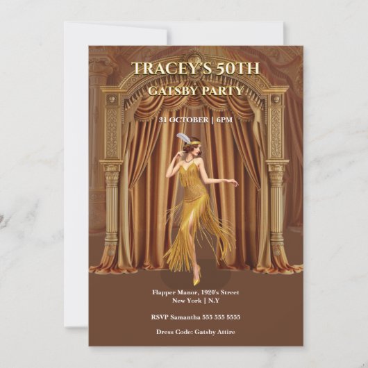 Invitation Carton d'invitation pour les 50 ans de Gatsby, ins (Devant)