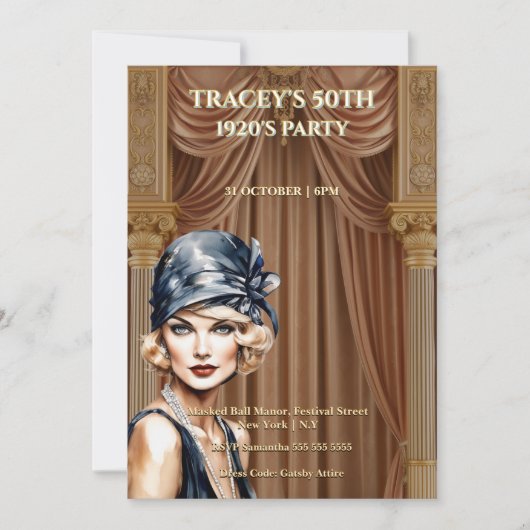 Invitation Carton d'invitation pour les 50 ans de Gatsby, ins (Devant)