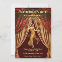 Carton d'invitation pour les 50 ans de Gatsby Red