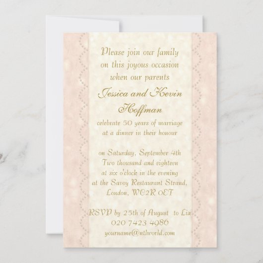 Invitation Carton d'invitation pour les 50 ans de mariage ave (Dos)