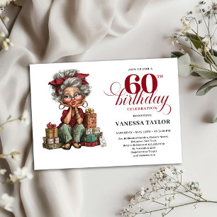 Invitation Carton d'invitation pour les 60 ans d'une dame âgé