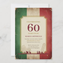 Carton d'invitation pour les 60 ans Vintage Italie