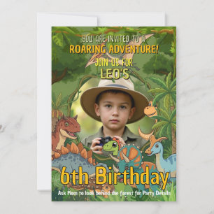 Invitation Carton d'invitation pour les 6 ans avec dinosaure