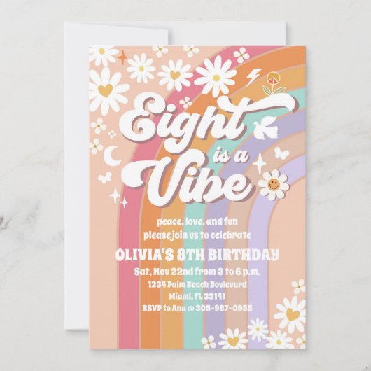 Invitation Carton d'invitation pour les 8 ans de Groovy Rainb (Devant)