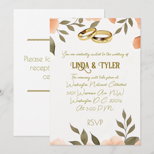 INVITATION " CARTON D'INVITATION POUR MARIAGE " (Devant / Derrière)