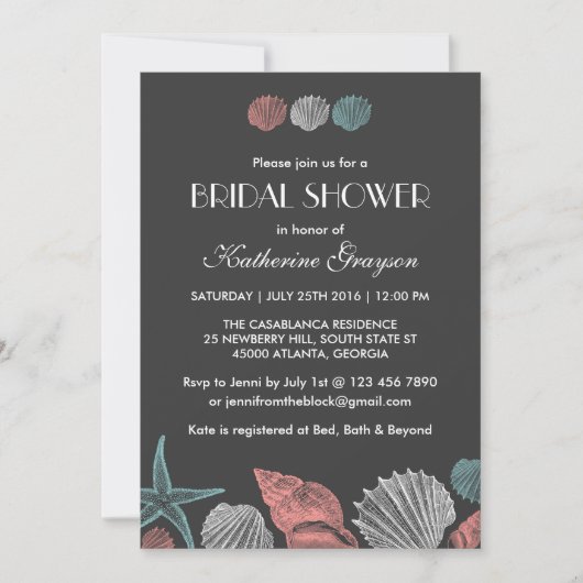 Invitation Carton d'invitation pour mariage sur la plage avec (Devant)